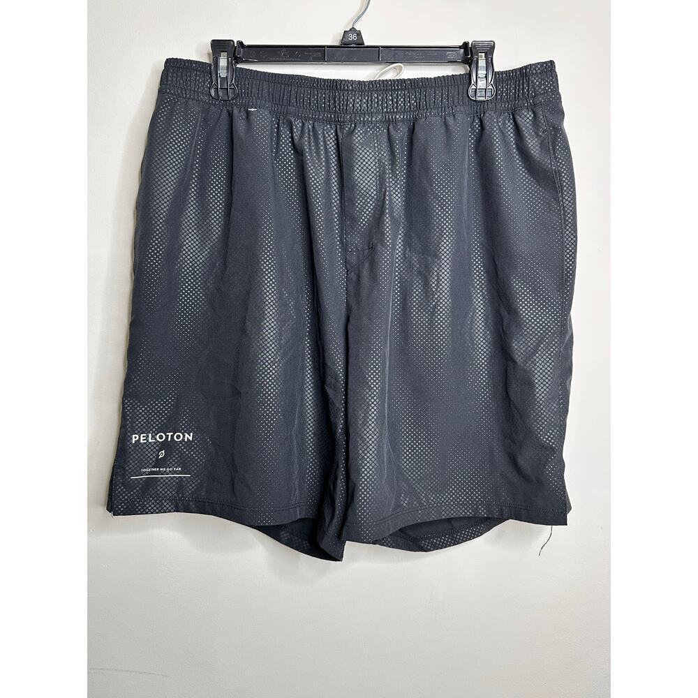 Peloton Mens Black‎ Geometric Pattern Lined Athletic Training Shorts XL Pocket